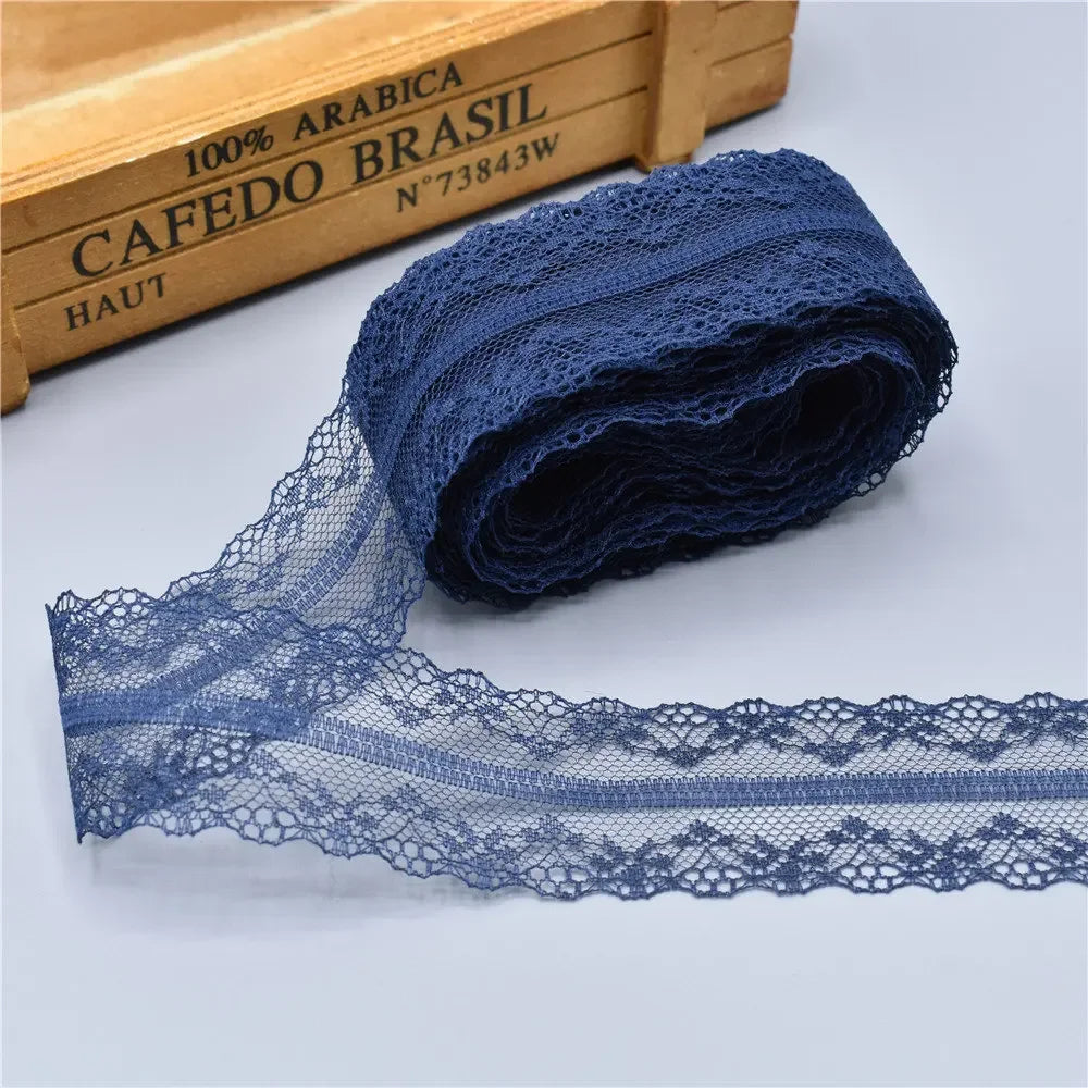 10Yards Lace Ribbon 40mm Wide White African Lace Fabric for Sewing Clothes Embroidered Lace for Crafts Trim Underwear Diy Tul