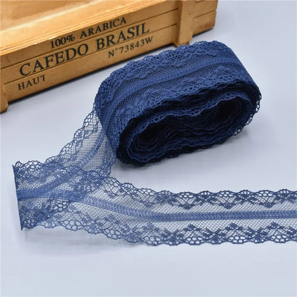 10Yards Lace Ribbon 40mm Wide White African Lace Fabric for Sewing Clothes Embroidered Lace for Crafts Trim Underwear Diy Tul