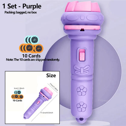 10 Cards Cartoon Projection Flashlight 80 Patterns Creative Children Flashlight Toy Projector Baby Toys Bedtime Story Book To