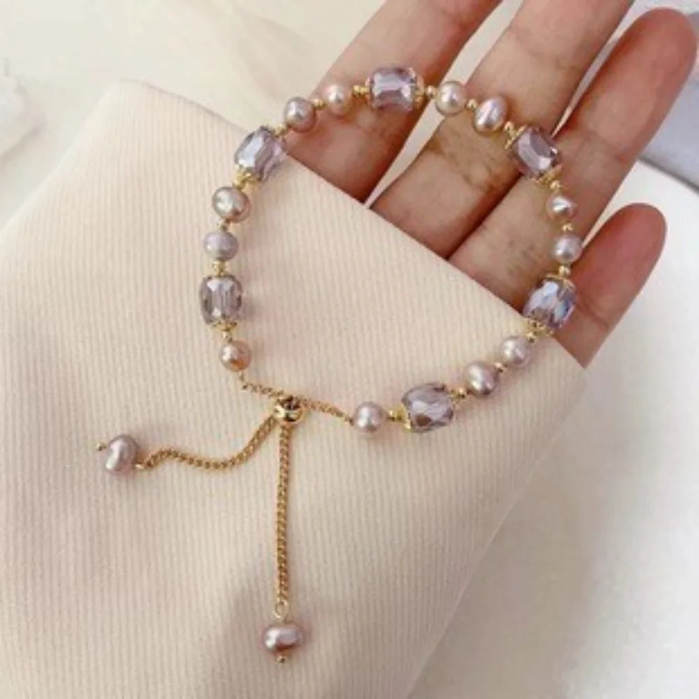Zinc Alloy Bracelet Sparkling Zircon Flower Bracelet Handmade Bracelet Alloy For Daily Wear Fashion Accessory Party - Purple 