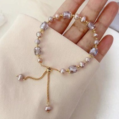 Zinc Alloy Bracelet Sparkling Zircon Flower Bracelet Handmade Bracelet Alloy For Daily Wear Fashion Accessory Party - Purple 
