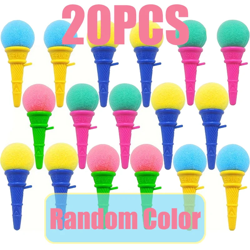 20/10/5Pcs Mini Ice Cream Shooters Colorful Sponge Ball Goodie Bag Filler Christmas Gifts Home Festival Party Games Supplies 