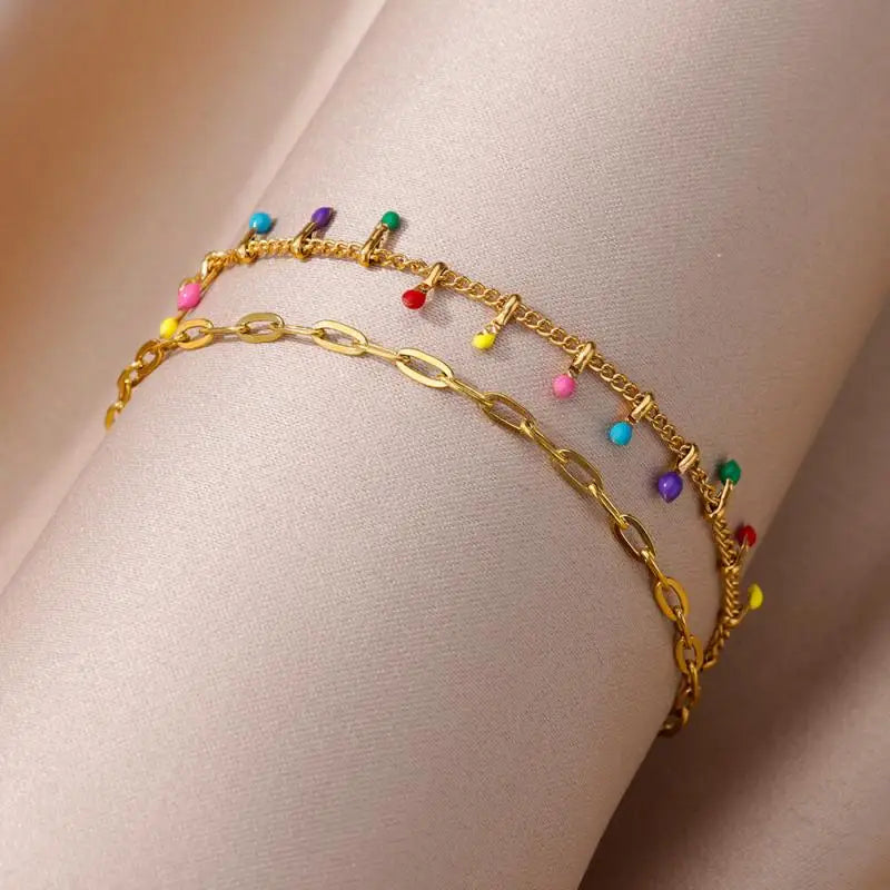 Anklets for Women Summer Beach Accessories Stainless Steel Imitation Pearl Chain Anklet Gold Color Leg Bracelets Bodychain Gi