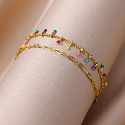 Anklets for Women Summer Beach Accessories Stainless Steel Imitation Pearl Chain Anklet Gold Color Leg Bracelets Bodychain Gi