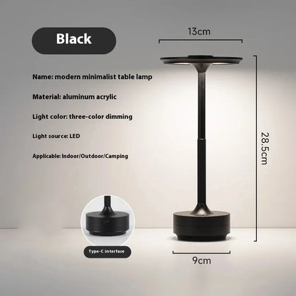 Wireless Simple Decorative Table Lamp Infinitely Dimmable Atmosphere Classic Retro Portable Rechargeable Touch Desk Lamp - bl