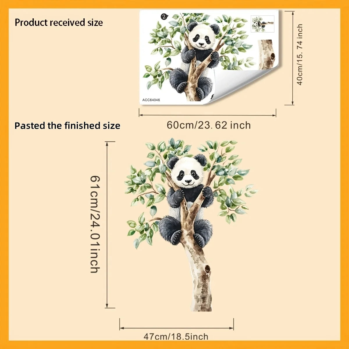 1PC Creative animal wall stickers with cute panda climbing tree design, suitable for beautifying and decorating living room, 