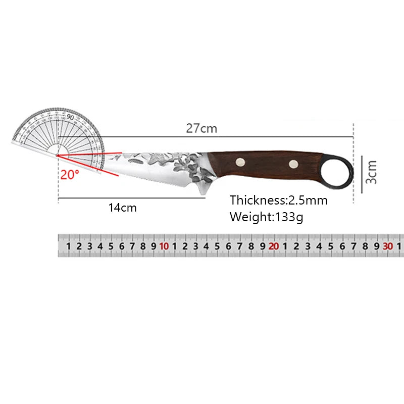 Forged Boning Knife Kitchen Cleaver Chef Paring Knife Butcher Knife Cooking Barbecue Fishing Cutting Tools with Cover