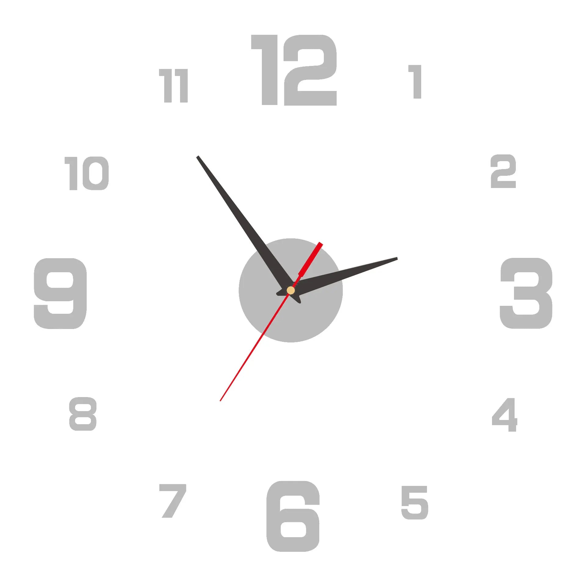 3D Creative Frameless DIY Wall Hanging Clock Wall Stickers Home Mute Digital Clock Living Room Office Wall Decoration - Silve