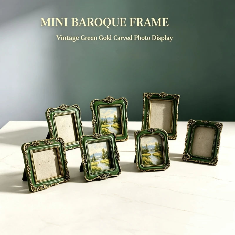 Vintage Mini Picture Frame Baroque Table Wall Hanging Decor Resin Relief Photo Frame European Art Jewelry Decoration Photo Pr