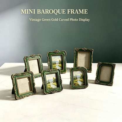 Vintage Mini Picture Frame Baroque Table Wall Hanging Decor Resin Relief Photo Frame European Art Jewelry Decoration Photo Pr