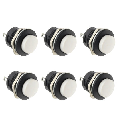 6Pcs R13-507 Momentary Push Button 2 Pin Self-Resetting Mini No Lock Round SPST 1NO Switch 3A 250V AC/6A 125V AC Button Assor