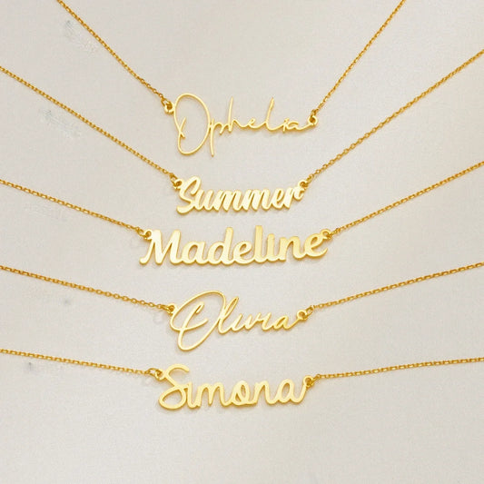 Custom Name Necklace for Women Personalised Cursive Letter Pendant Stainless Steel Jewelry Men Chain Choker Collar Personaliz