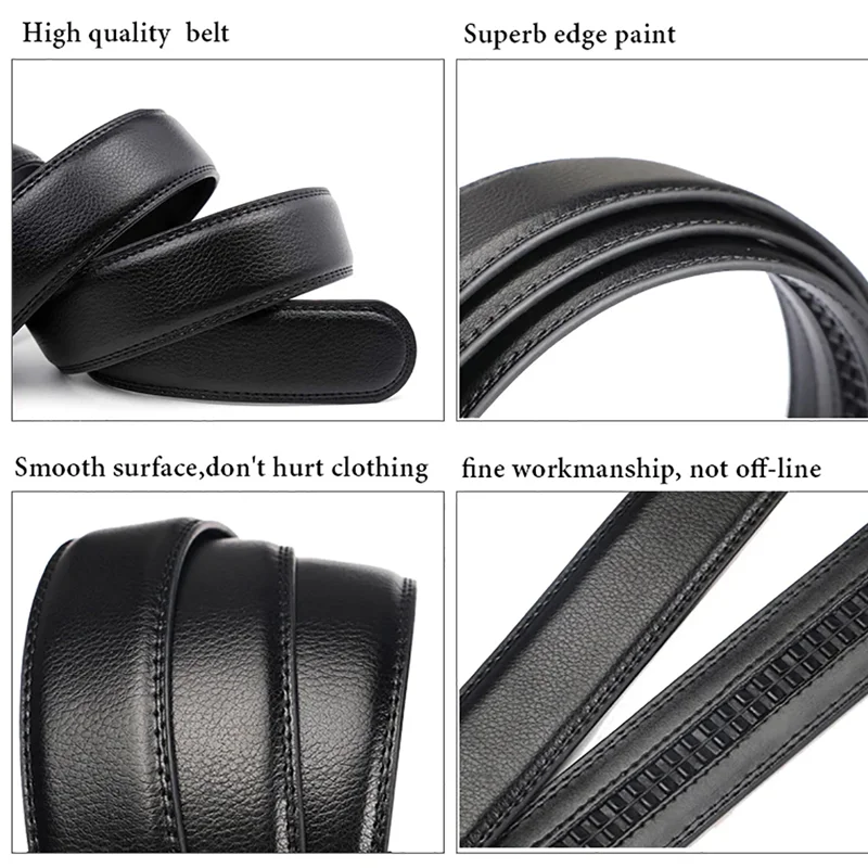 Men's Belt 110cm 120cm 130cm Luxury Belt, Black Men's Automatic Buckle Jeans Men's Belt Suit Belt