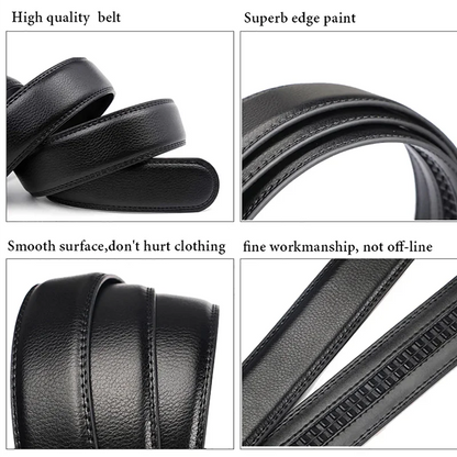 Men's Belt 110cm 120cm 130cm Luxury Belt, Black Men's Automatic Buckle Jeans Men's Belt Suit Belt