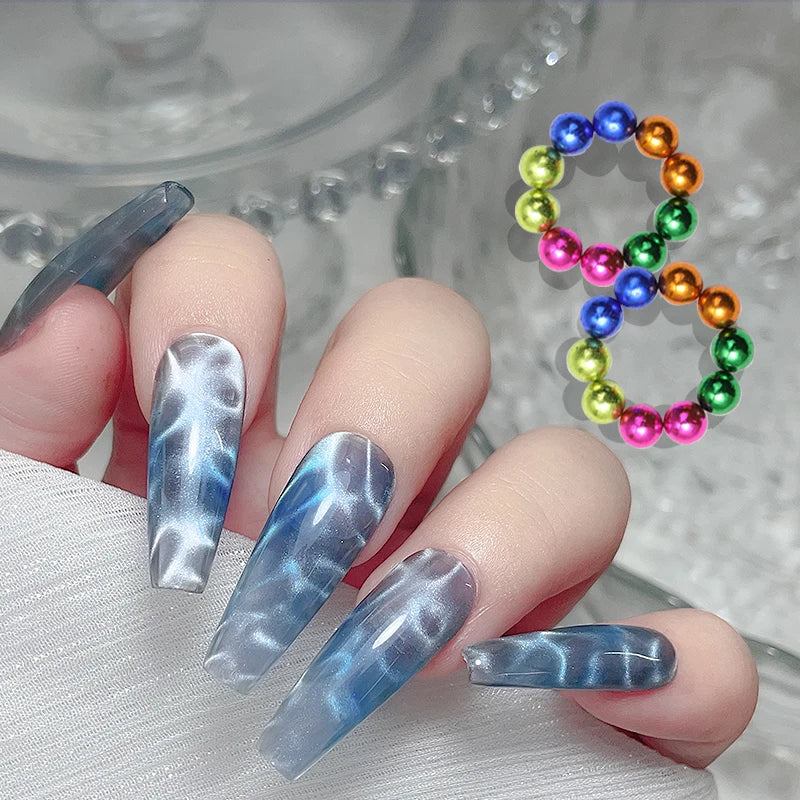 10pcs/20pcs Water Ripple Cat Eye Magnetic Gel Beads Multifunctional Nail Art Flower Carving Cat Magnet DIY Nail Art Design To