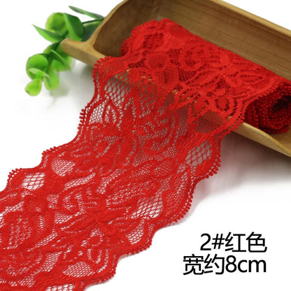 Lace Trim 1 Meter, Elastic Ribbon for Sewing, Wide Lace Trim, DIY Crafts, Scrapbooking Supplies, Crochet Pattern Ribbon in Co