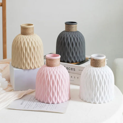 Scandinavian Home Decoration Vase (1PC) - Water Ripple Style, Twine Plastic, Small Flower Arrangement Vase, Minimalist Vase