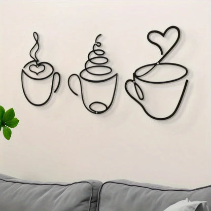 1/3pcs of Creative Coffee Wall Hangings, Coffee Shop Decorations, Interior Wall Decorations, Wall Hanging Iron Paintings