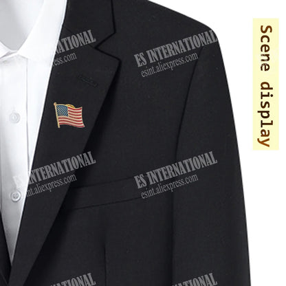 America USA National Flag Lapel Pins Crystal Epoxy Metal Enamel Badge Paint Brooch Souvenir Suit Personality Commemorative