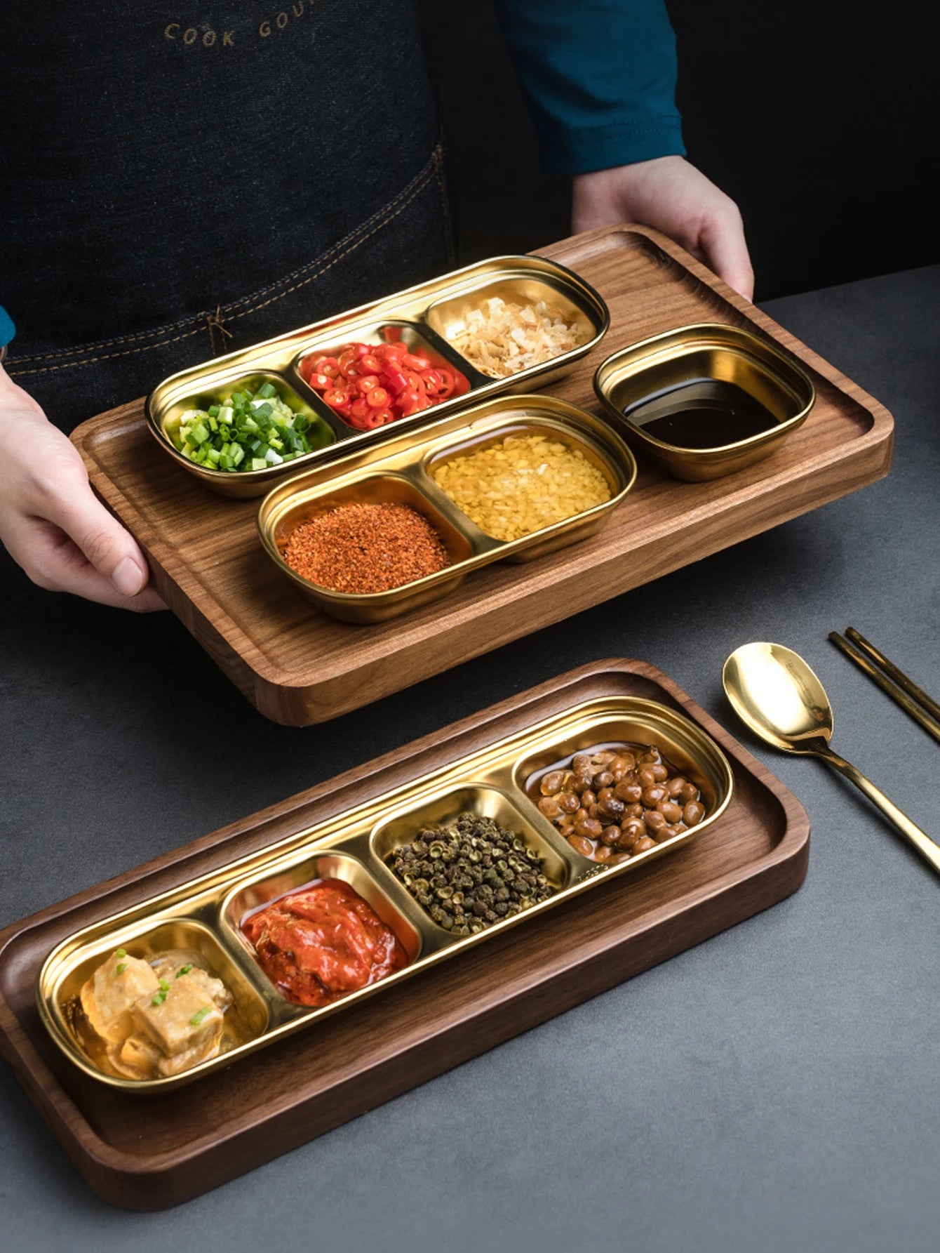 1/4 Pcs Stainless Steel Divided Seasoning Sauce Dip Bowl, 1/2/3/4 Compartment Korean Ketchup Sauce Bowl, Vinegar Soy Spice Co