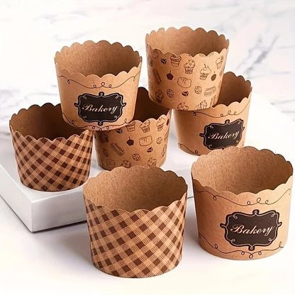 50pcs, Heat-Resistant Kraft Paper Muffin Cups for Baking and Serving - Small Kitchen Accessories for Cakes, Pastries, and Mor