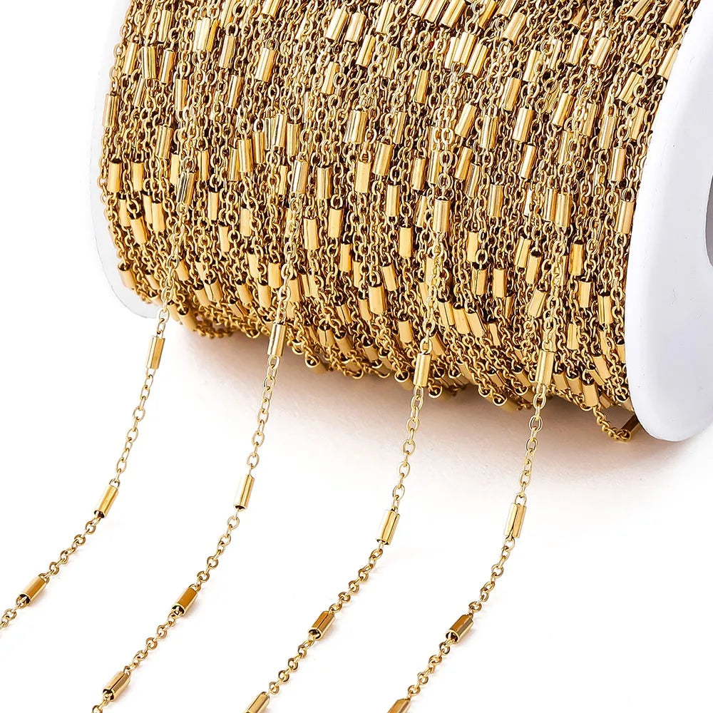 2Meters/Lot Stainless Steel Chains Gold Color Chain for Jewelry Making DIY Necklace Bracelet Accessories Lips Beads Beaded Ch