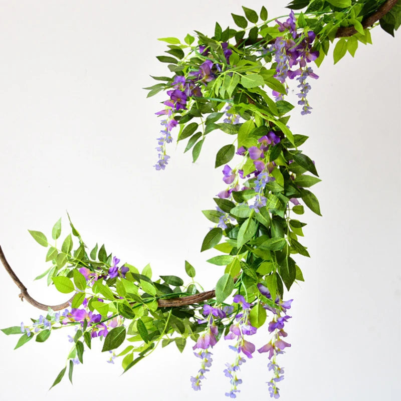 7ft 2m Flower String Artificial Wisteria Vine Garland Plants Foliage Outdoor Home Trailing Flower Fake Flower Hanging Wall De