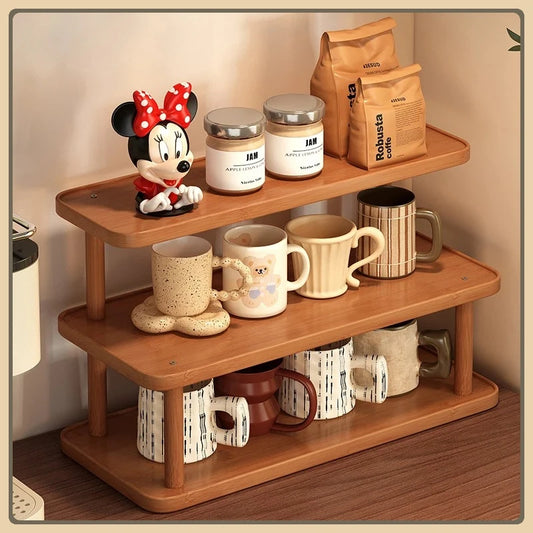 Mid-century Vintage Desktop Coffee Mug Storage Rack Multi-layer Cup Display Organizer Space Saving Kitchen Table Decor Holder