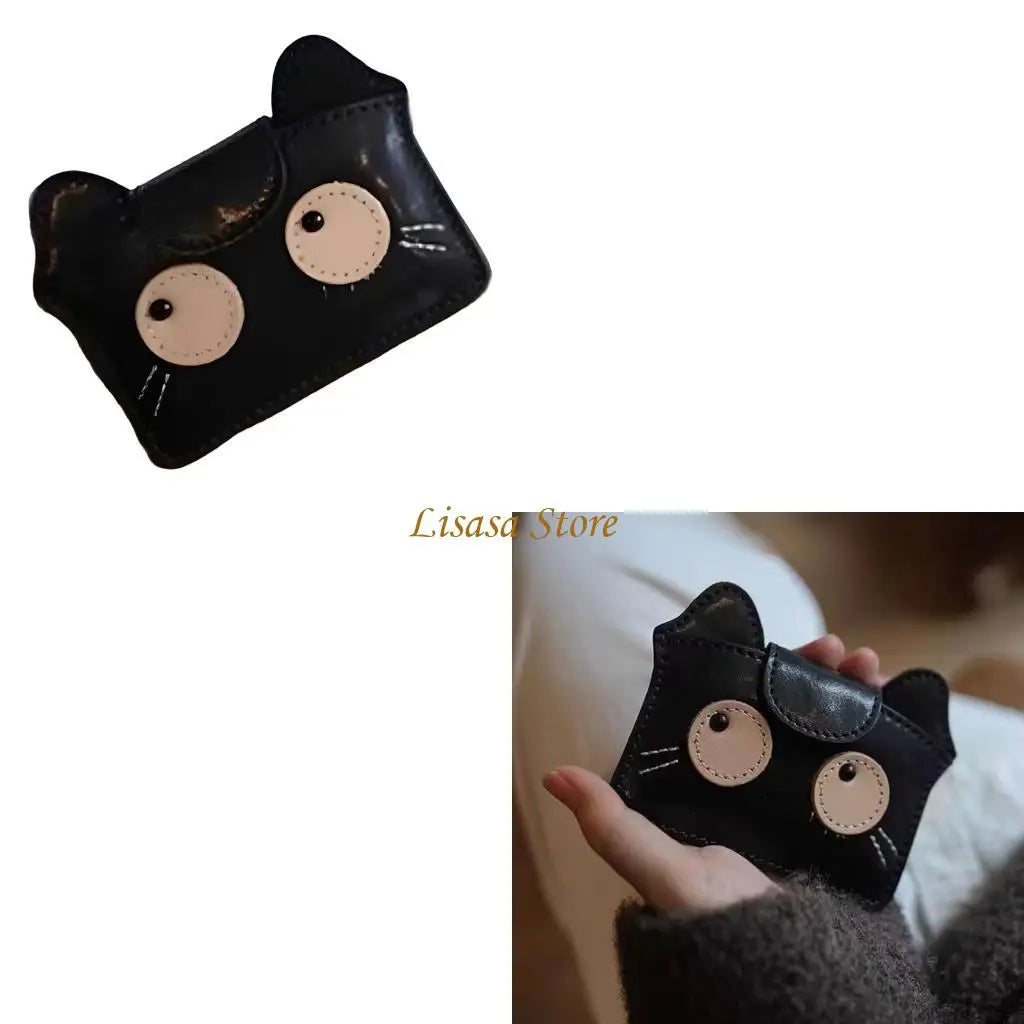 M6CC Lightweight Vintage Cats Print PU Card Wallet With Expandable Capacity For Credit Cards