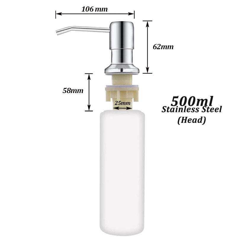 Stainless Steel Soap Dispenser Extension Tube Kit Kitchen Sink Liquid Soap Dispenser Bathroom Lotion Detergent Hand Press Pum