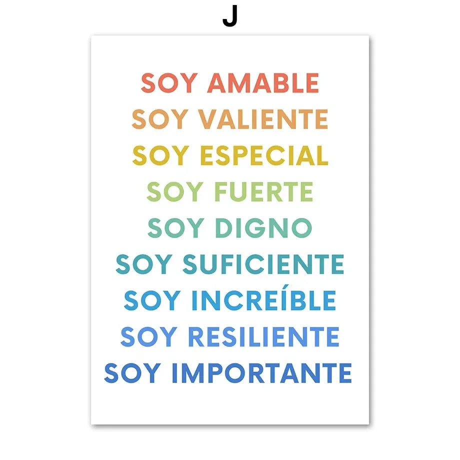 Modern Spanish Calm Corner Canvas Prints Aesthetic Inspirational Education Classroom Wall Art Poster for Home & School Decor