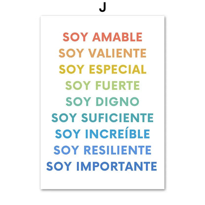 Modern Spanish Calm Corner Canvas Prints Aesthetic Inspirational Education Classroom Wall Art Poster for Home & School Decor 