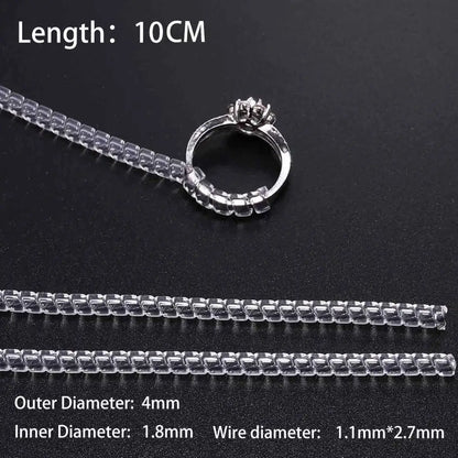 4pcs/lot Transparent Spiral Based Ring Tools Spring Coil Ring Size Adjuster Guard Tightener Reducer Resizing Tool For Jewelry