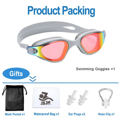 Unisex Adult Swimming Goggles – Anti-Fog Swim Glasses for Men & Women – Adjustable Silicone Waterproof Professional Swim Eyew