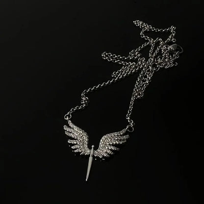 Angel Wings Pendant Necklace for Men Unisex Hip Hop Gothic Punk Clavicle Chain Trendy Classic Gold Silver Neck Jewelry Gift