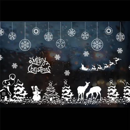 Celebrate Christmas Wall Stickers For Store Office Home Decoration White Xmas Festival Theme Wall Mural Art Diy Window Decals