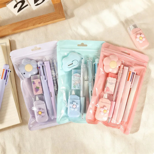 7-In-1 Stationery Set Stdudent Back To School Gel Pen Highlighter Ballpoint Pen Eternal Pencil Correction Tape Eraser Knife S