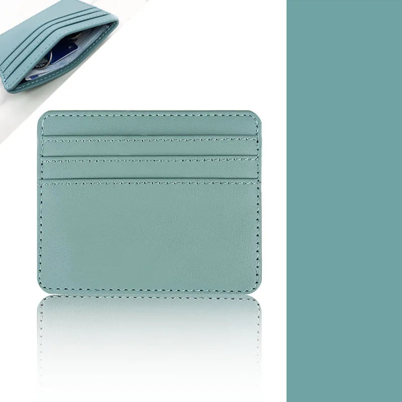 PU Leather ID Card Case - Slim Multi-Slot Holder for Bank/Credit Cards - SKY BLUE