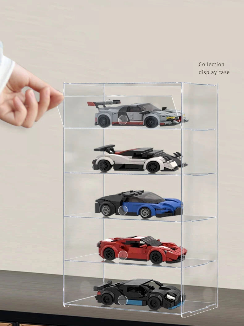 2-5 Layer Acrylic Car Model Display Case for Lego Speed Racing Series,Display Box Car Transparent Scene Storage Dust Cabinet