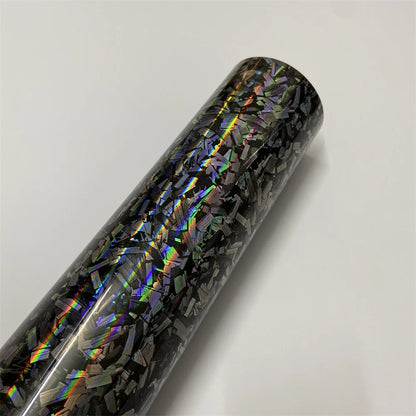 Glossy Laser Forged Carbon Fiber Wrap Vinyl Motorcycle Stickers Rainbow Holographic Forged Carbon Car Body Color Change Film