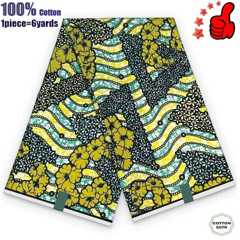 100% Cotton Soft Original Guaranteed Veritable African Real Wax Fabric Ghana Nigeria Style Ankara Wax Batik Fabric - 44