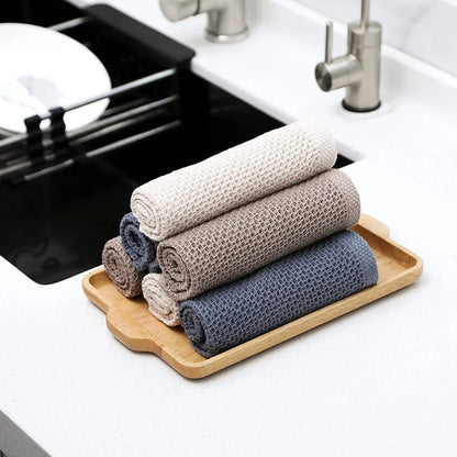 New 100% Cotton Dishcloth Ultra Soft Absorbent Kitchen Towel Household Cleaning Cloth Kitchen Tools Gadgets Wash Cloth Dish R