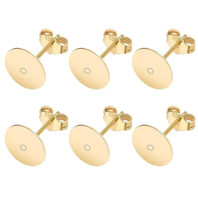 50pcs/lot 925 Silver Plated Blank Post Earring Studs Base Pin With Earring Plug Findings Ear Back DIY Jewelry Making Accessor