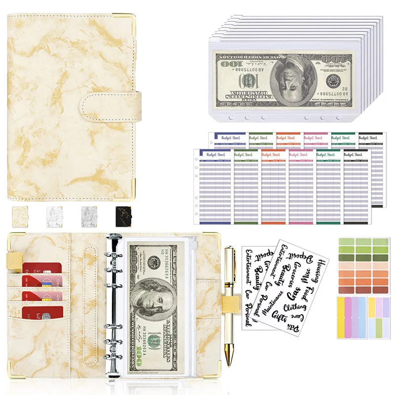 New Budget Plan Notebook A6 Cash Envelope Saving Money 6 Holes Binder for Financial Management A6 Loose-leaf Notebook Binder 