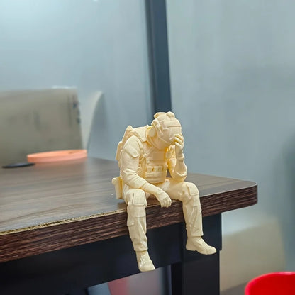 Military Style Sitting Soldier Figurine 3D Printed Miniature Tactical Gear Desk Ornaments Home Office Bookshelf Decor Craft G