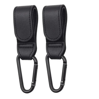 2Pcs Leather Cart Hooks Baby Stroller Hook PU Adjustable Pram Hook Organizer Diaper Bag Hanger Children Travel Accessories - 