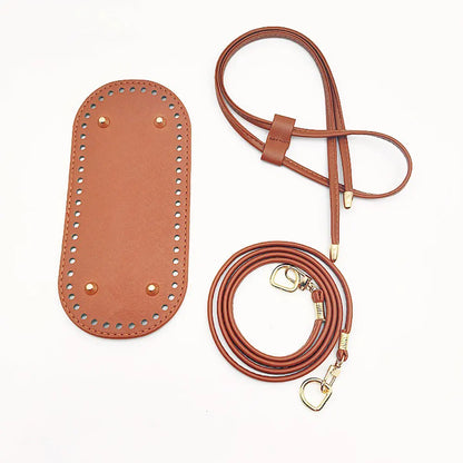 3Pcs DIY Purse Making Kit with Chain PU Leather Bucket Bag Base & Shoulder Strap Crochet Handbag Accessories ﻿