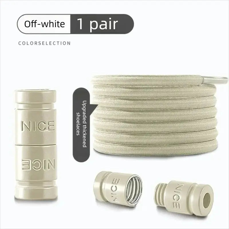 Colorful Metal Lock Sneakers Elastic Shoelaces No Tie Sports Shoe Laces Capsule Lock Stretch Rubber Shoestrings for Easy Wear