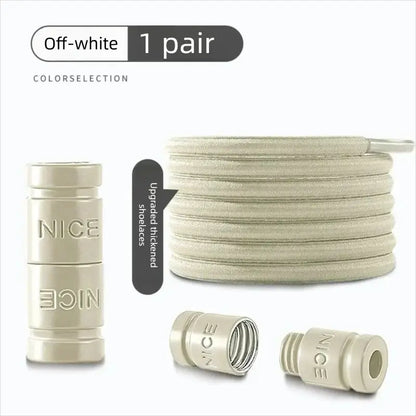 Colorful Metal Lock Sneakers Elastic Shoelaces No Tie Sports Shoe Laces Capsule Lock Stretch Rubber Shoestrings for Easy Wear