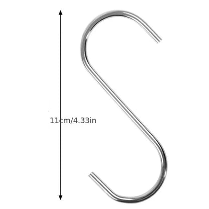 10pcs Stainless Steel S Shaped Hook Kitchen Bathroom Clothing Hooks Multi-functional Metal Hanging Hook